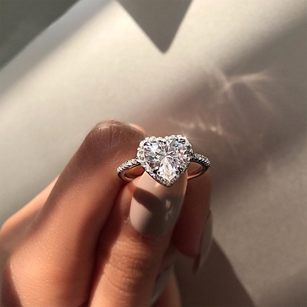 Crystal Diamond Heart Ring