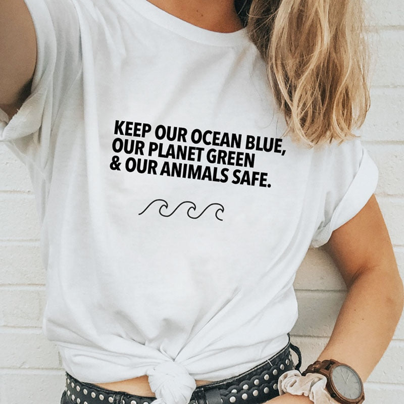 Keep Our Ocean Blue Our Planet Green & Our Animals Safe Tee